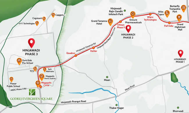 Godrej Evergreen Square Hinjewadi - Location Map