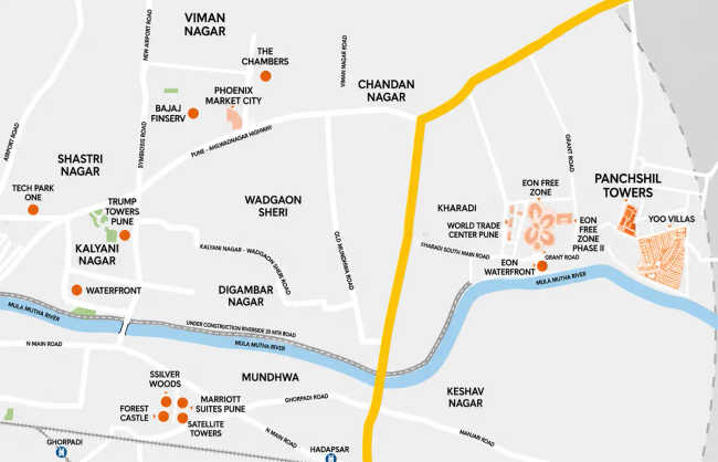 Panchshil Towers Kharadi - Location Map