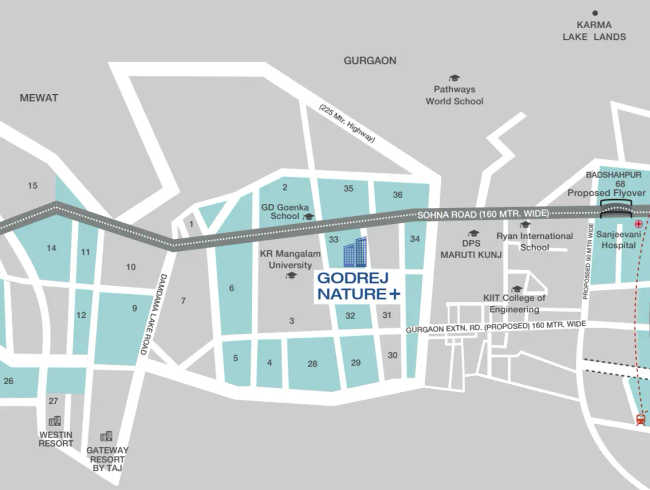 Godrej Nature Plus Sector 33 - Location Map