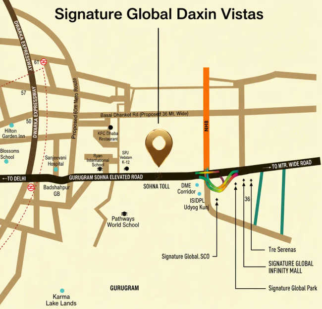 Signature Global Daxin Vista Sector 36 - Location Map