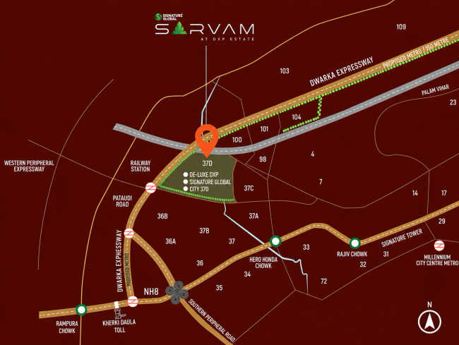 Signature Global Sarvam Sector 37 D - Location Map