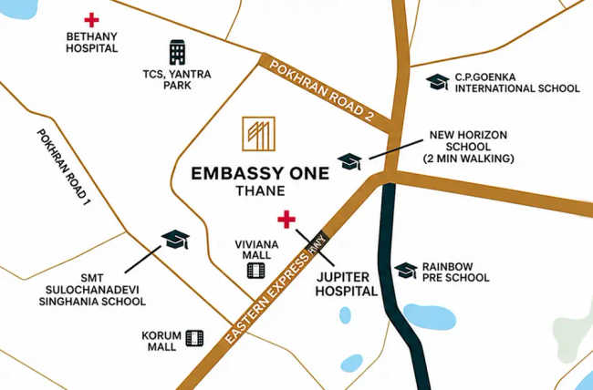 Embassy One Pokhran Road 2 - Location Map