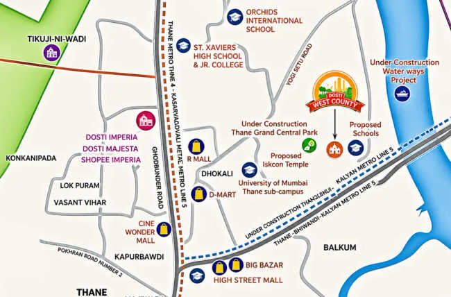 Dosti West County Balkum - Location Map