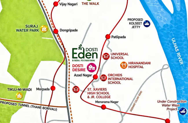 Dosti Eden Ghodbunder Road - Location Map