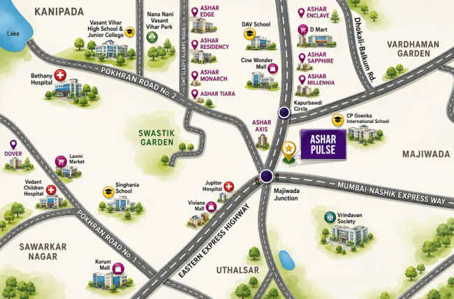Ashar Pulse Majiwada - Location Map