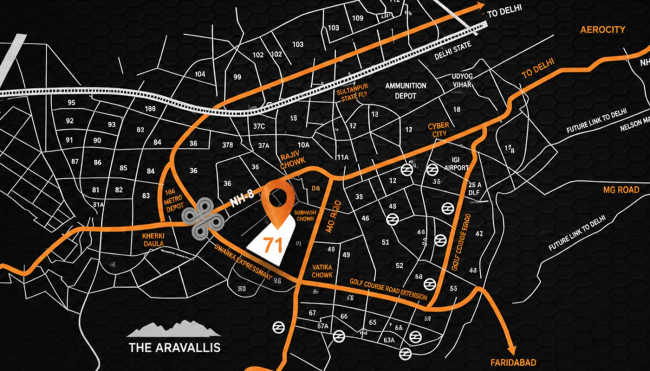 Signature Tonino Lamborghini Residences Sector 71 - Location Map