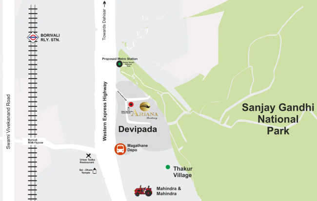 Paradigm Ariana Residency Borivali - Location Map