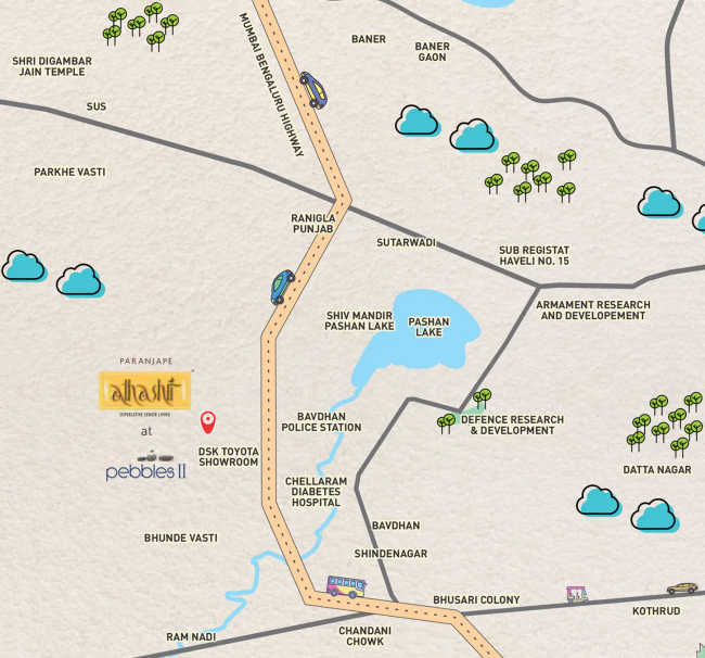 Paranjape Schemes Pebbles Bhugaon - Location Map