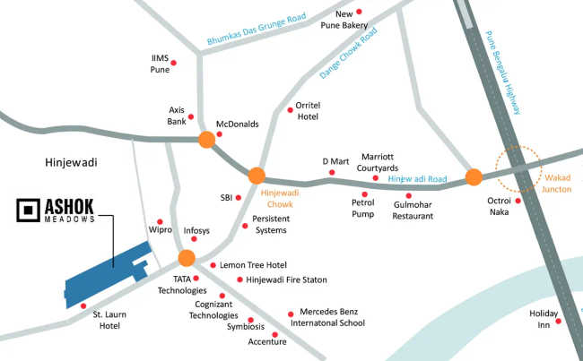 Peninsula Ashok Meadows Hinjewadi - Location Map