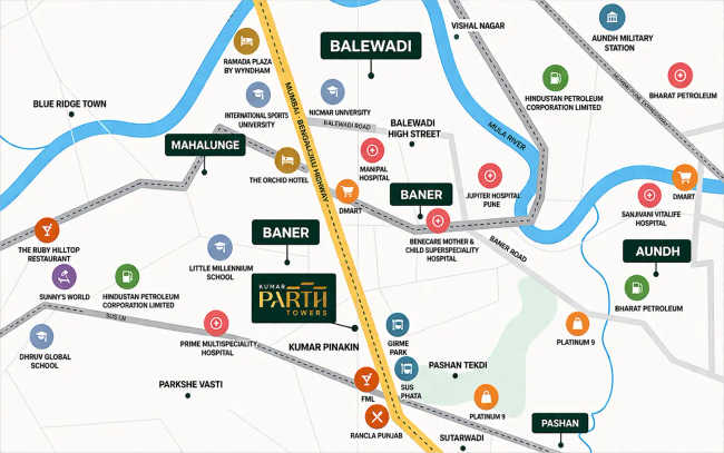 Kumar Parth Tower Baner - Location Map