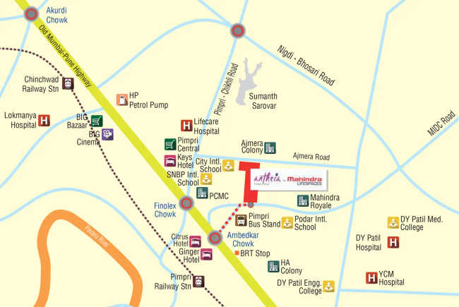 Mahindra Antheia Pimpri Chinchwad - Location Map
