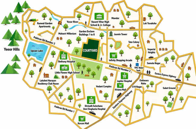 Wadhwa Courtyard Pokhran Road 2 - Location Map