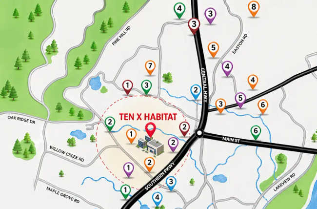 Raymond TenX Habitat Pokhran Road 1 - Location Map