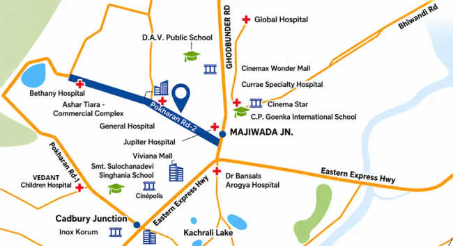 Shapoorji Northern Lights Pokhran Road 2 - Location Map