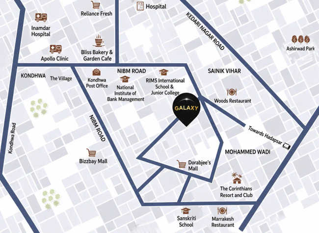 K Raheja Galaxy Mohammed Wadi - Location Map