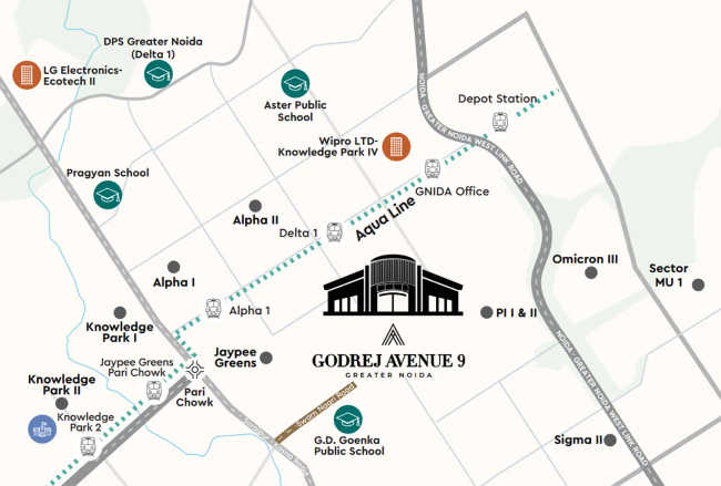 Godrej Avenue 9 Sector 27 Greater Noida W - Location Map