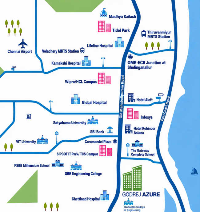 Godrej Azure Padur - Location Map