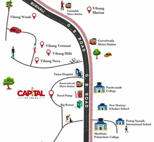 Vihang Capital Of Thane Ghodbunder Road - Location Map