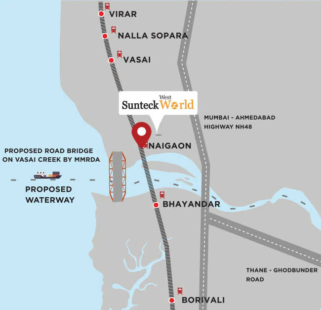 Sunteck West World Naigaon - Location Map