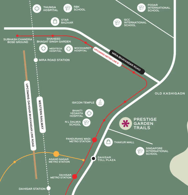 Prestige Garden Trails Mira Road - Location Map