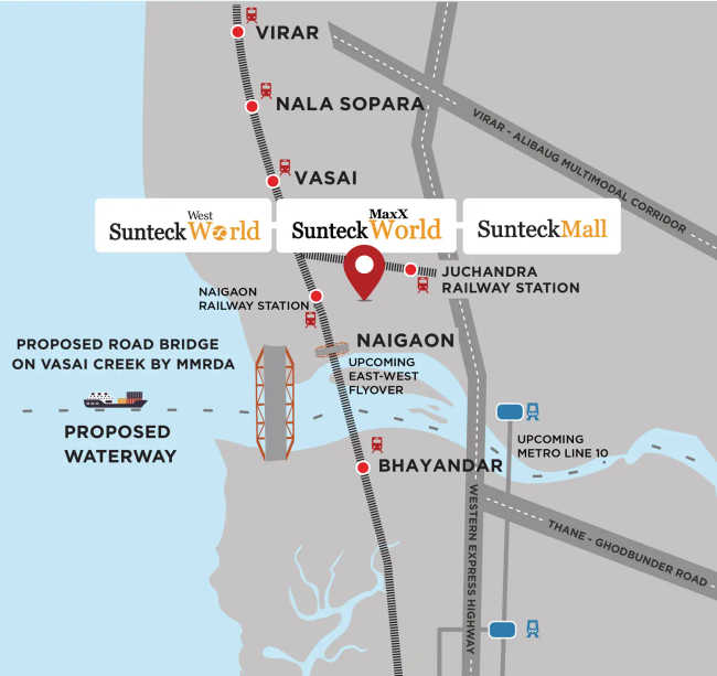 Sunteck Maxx World Naigaon - Location Map