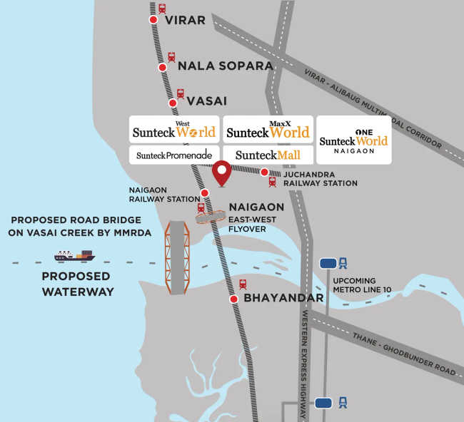 Sunteck One World Naigaon - Location Map