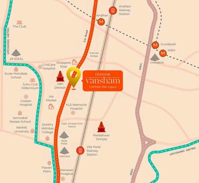 Chandak Vansham Vile Parle - Location Map