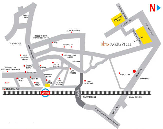 Ekta Parksville Virar - Location Map