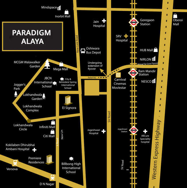 Paradigm Alaya Oshiwara - Location Map