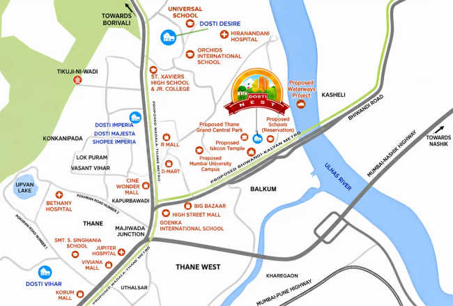 Dosti Nest Balkum - Location Map