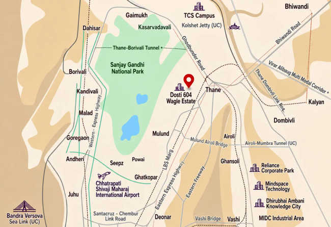 Dosti 604 Wagle Estate - Location Map