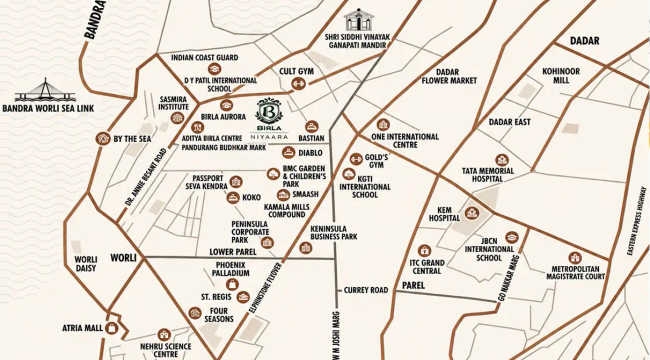 Birla Niyaara Worli - Location Map