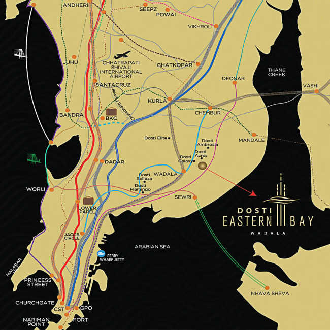 Dosti Eastern Bay Wadala - Location Map
