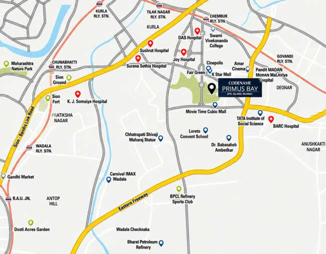 Purva Primus Bay Chembur - Location Map