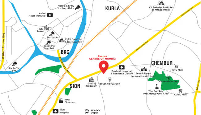 Raunak Codename Centre of Mumbai Sion - Location Map