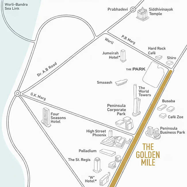 Lodha Kiara Worli - Location Map