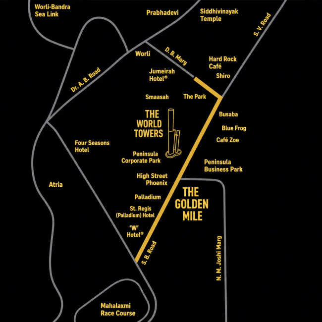 Lodha World Towers Lower Parel - Location Map