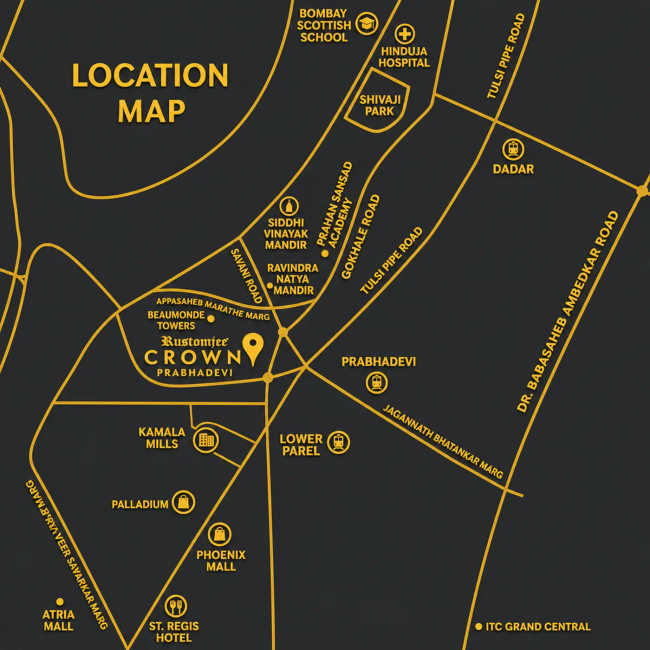 Rustomjee Crown Prabhadevi - Location Map