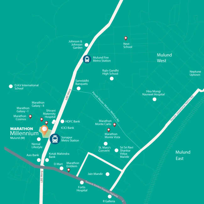 Marathon Millennium Mulund - Location Map