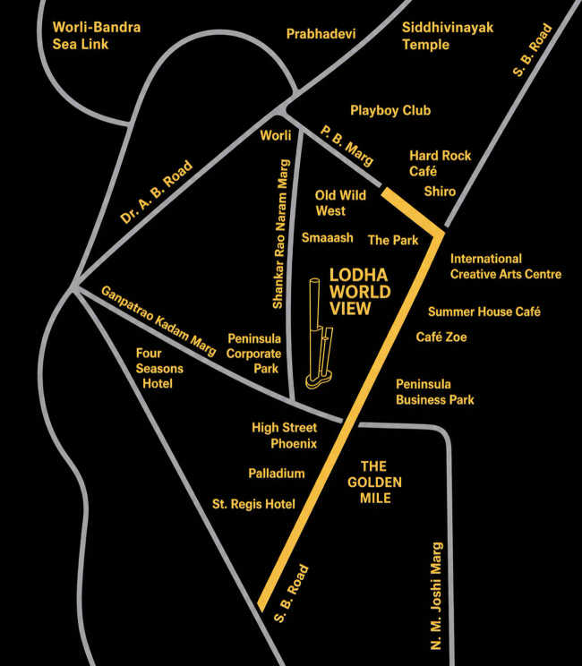 Lodha World View Worli - Location Map