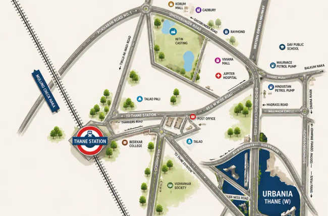 Rustomjee Urbania Majiwada - Location Map