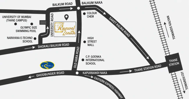 Runwal Zenith Balkum - Location Map