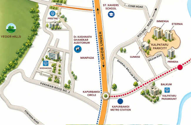 Kalpataru Park City Kolshet Road - Location Map