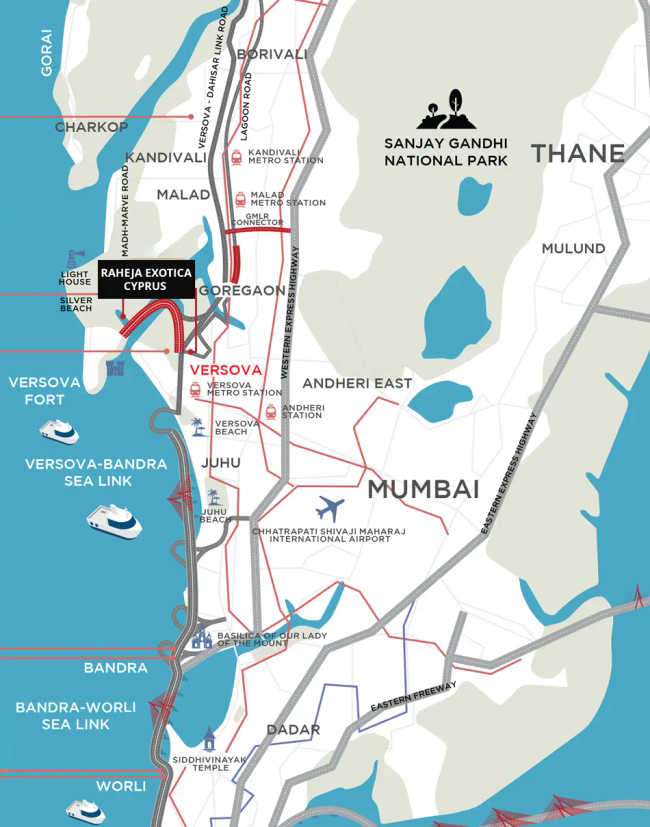Raheja Exotica Cyprus Versova - Location Map