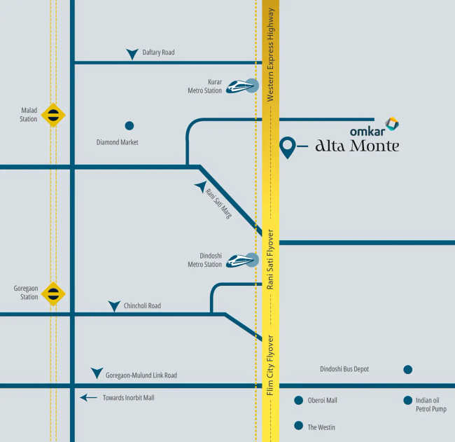Omkar Alta Monte Malad - Location Map
