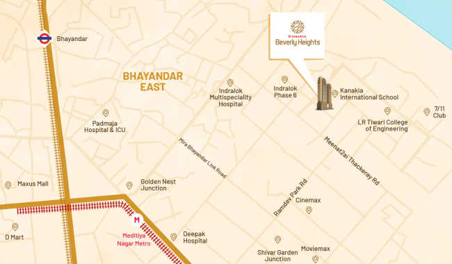 Kanakia Beverly Heights Mira Bhayandar - Location Map