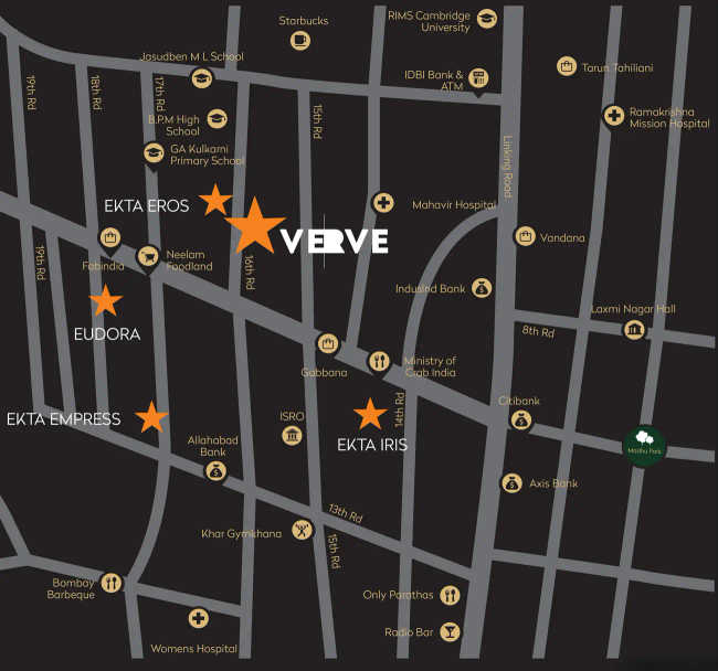 Ekta Verve Khar - Location Map