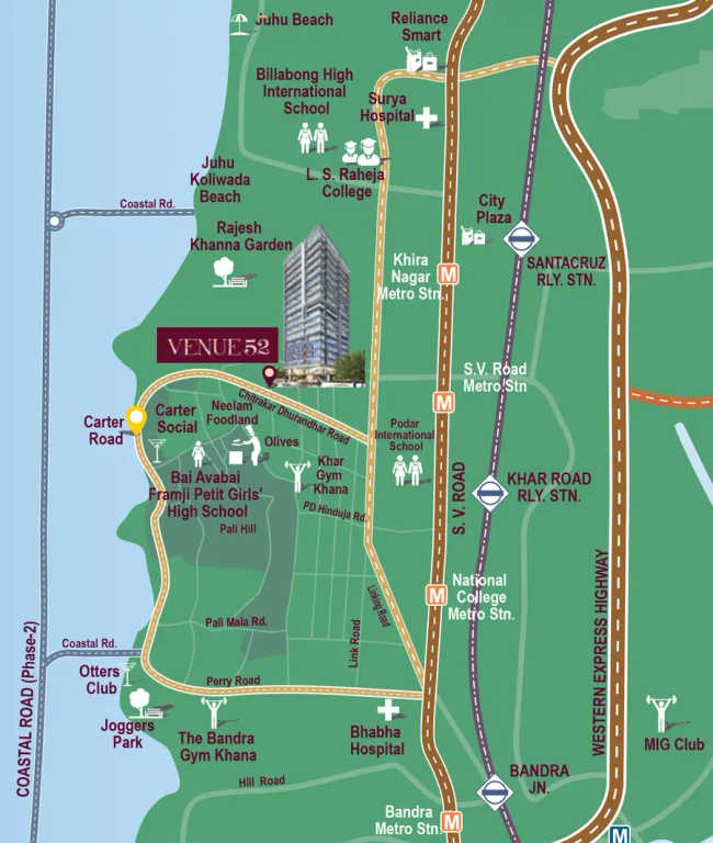 Wadhwa Venue 52 Khar - Location Map