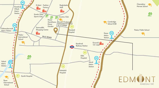 Sheth Edmont Kandivali - Location Map
