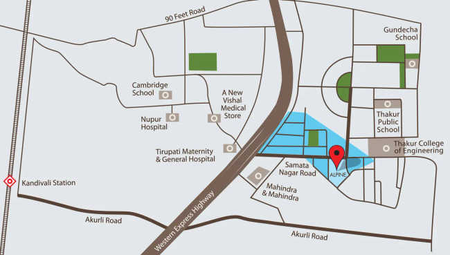 Shapoorji Pallonji Alpine Kandivali - Location Map